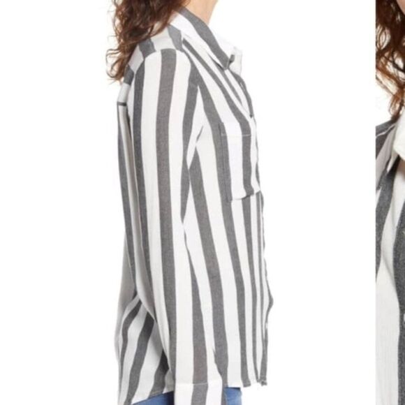 BP "The Perfect Shirt" Striped Button Down - size XS in Black/White - Picture 4 of 16